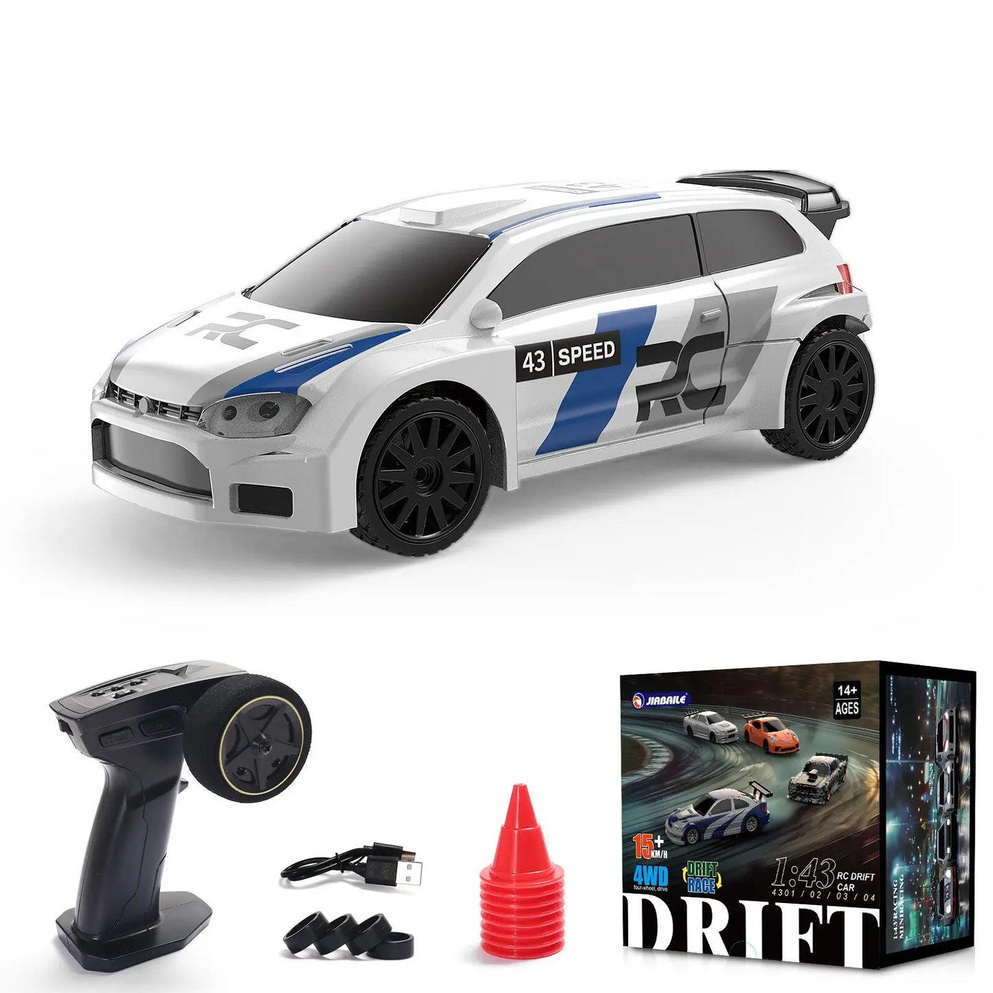 2025 RTR 1/43 RC Drift Car 2.4G 4WD RC Mini Racing Car Gyro RC Toys Remote Control High Speed Gift for Boys Model Traffic Cones