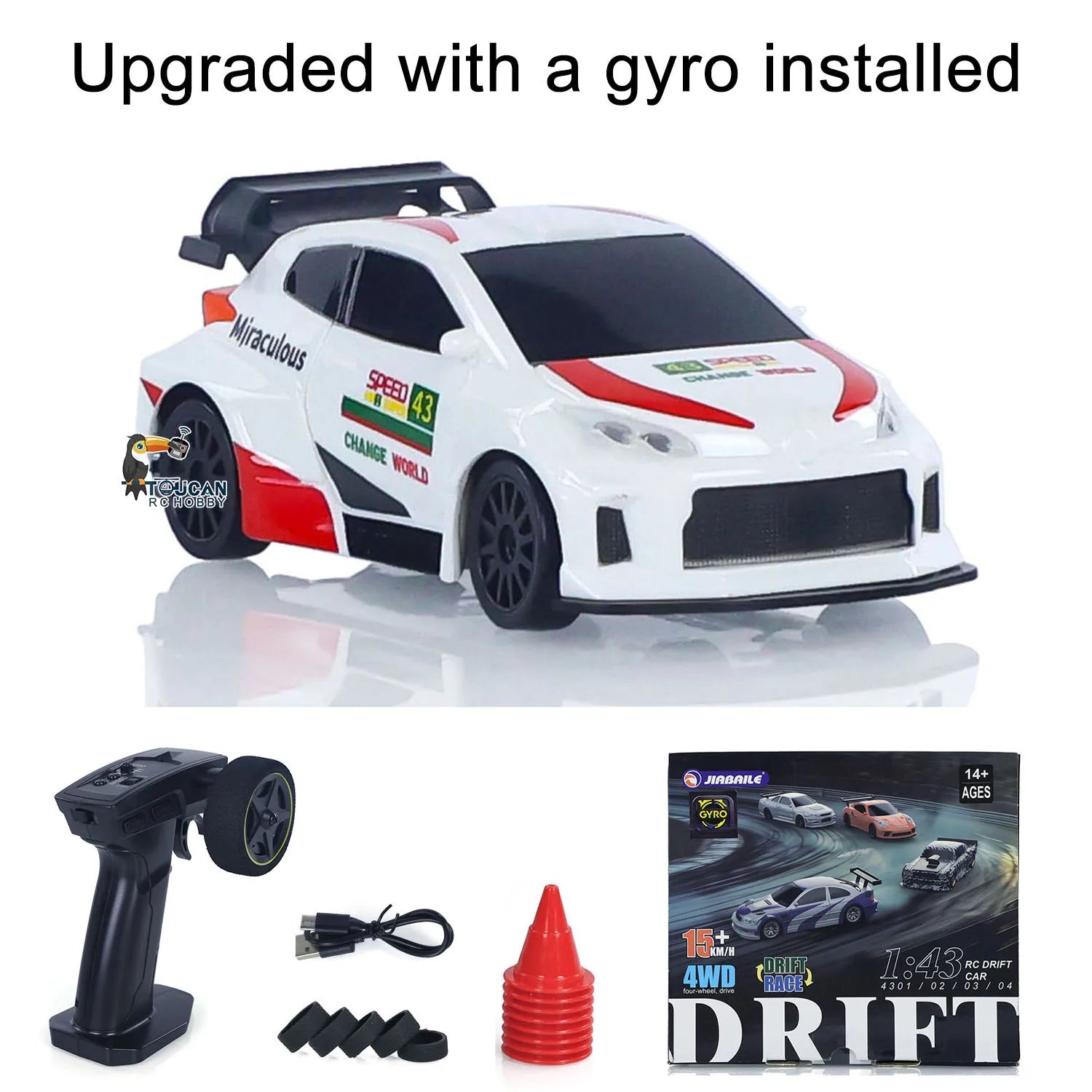 2025 RTR 1/43 RC Drift Car 2.4G 4WD RC Mini Racing Car Gyro RC Toys Remote Control High Speed Gift for Boys Model Traffic Cones