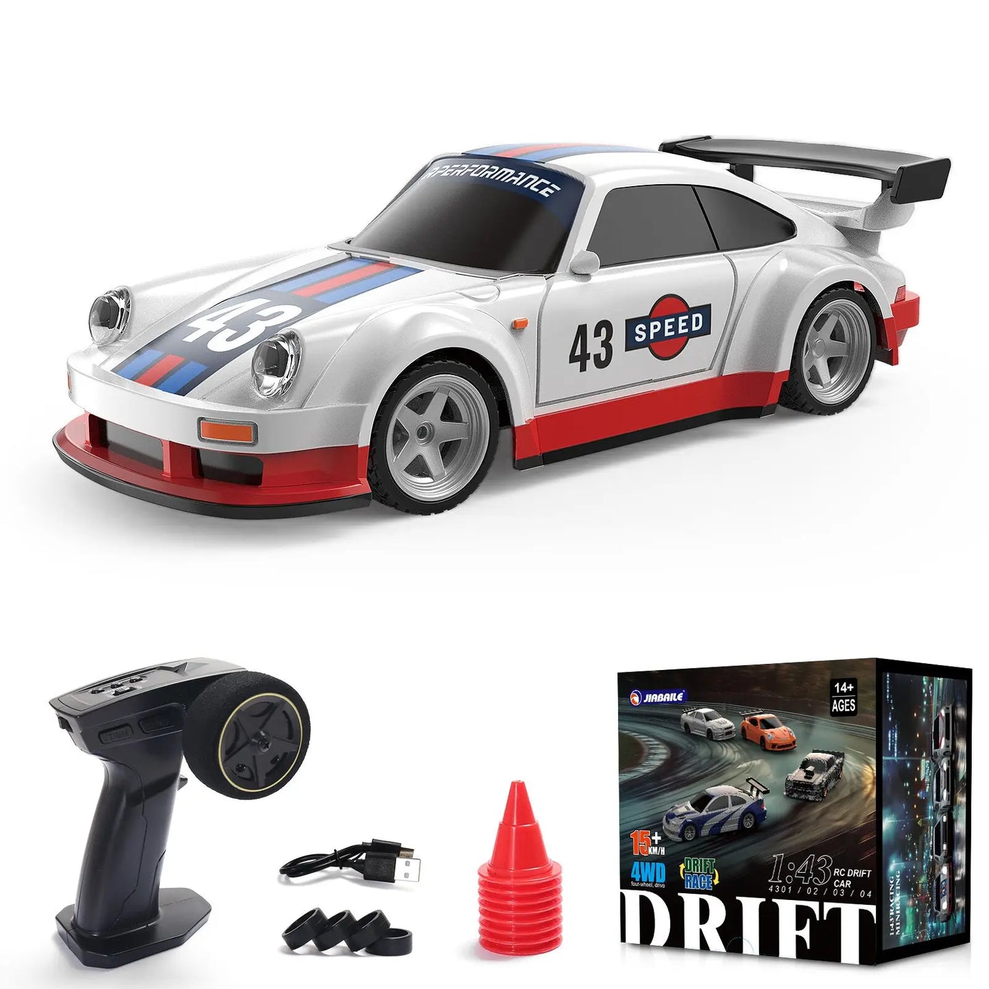 2025 RTR 1/43 RC Drift Car 2.4G 4WD RC Mini Racing Car Gyro RC Toys Remote Control High Speed Gift for Boys Model Traffic Cones