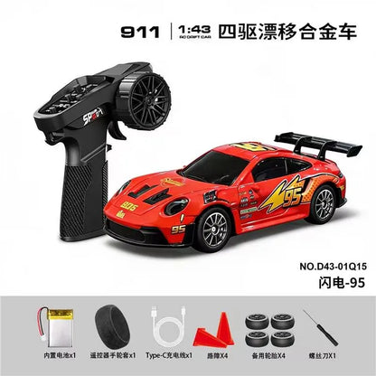Professional 1:43 Scale RC Drift Car with ESP Gyroscope, Full Proportional Control, 4WD Metal Chassis, and Dual Tire Sets for Authentic Drifting Experience
