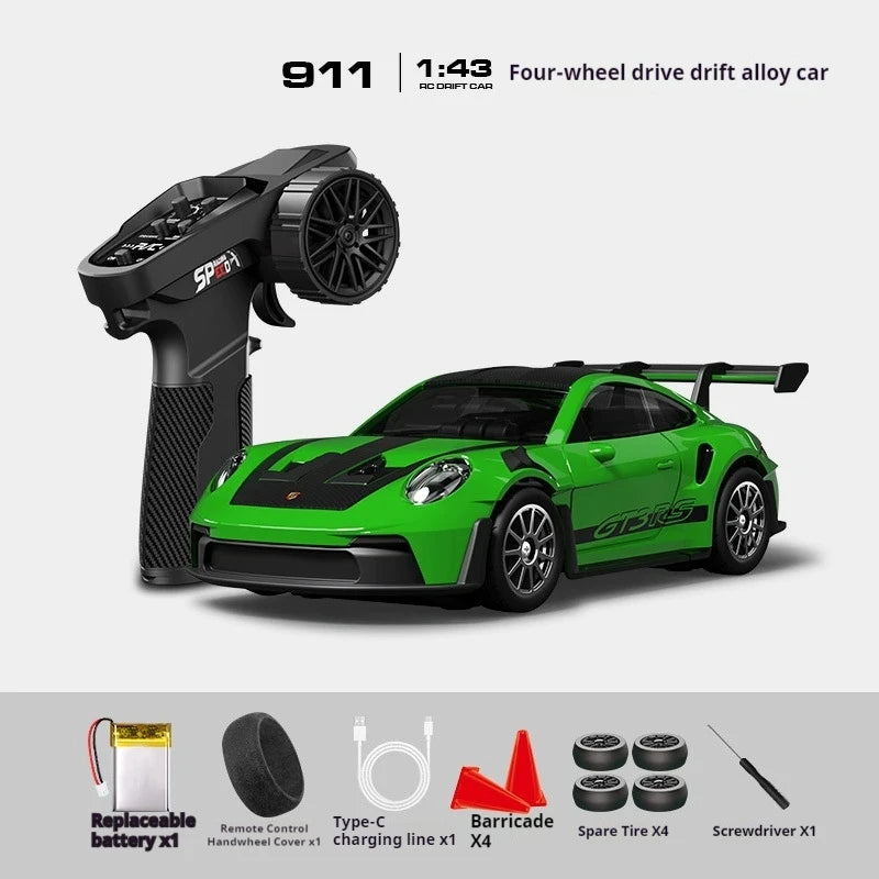 Professional 1:43 Scale RC Drift Car with ESP Gyroscope, Full Proportional Control, 4WD Metal Chassis, and Dual Tire Sets for Authentic Drifting Experience
