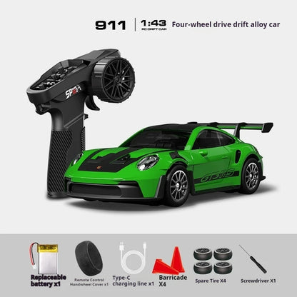 Professional 1:43 Scale RC Drift Car with ESP Gyroscope, Full Proportional Control, 4WD Metal Chassis, and Dual Tire Sets for Authentic Drifting Experience