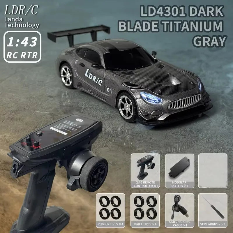 Professional 1:43 Scale RC Drift Car with ESP Gyroscope, Full Proportional Control, 4WD Metal Chassis, and Dual Tire Sets for Authentic Drifting Experience
