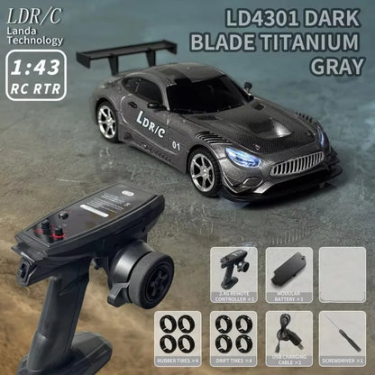 Professional 1:43 Scale RC Drift Car with ESP Gyroscope, Full Proportional Control, 4WD Metal Chassis, and Dual Tire Sets for Authentic Drifting Experience
