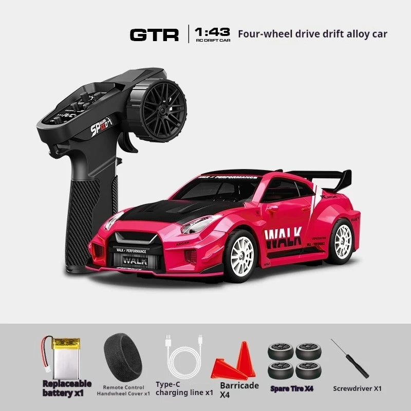 Professional 1:43 Scale RC Drift Car with ESP Gyroscope, Full Proportional Control, 4WD Metal Chassis, and Dual Tire Sets for Authentic Drifting Experience