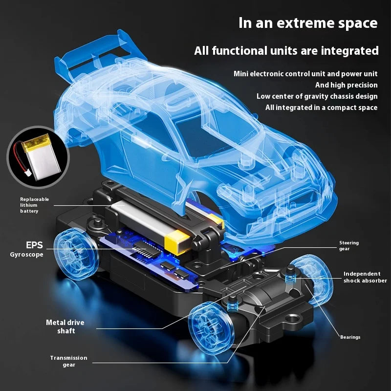 Professional 1:43 Scale RC Drift Car with ESP Gyroscope, Full Proportional Control, 4WD Metal Chassis, and Dual Tire Sets for Authentic Drifting Experience