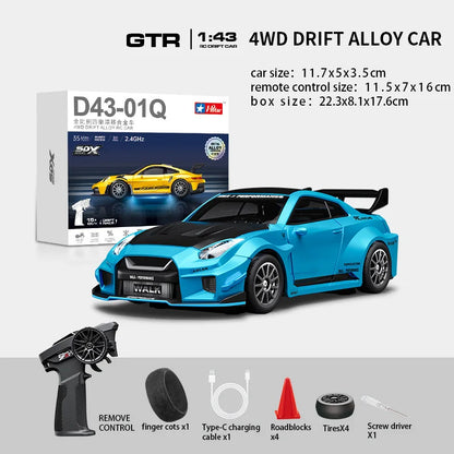 Professional 1:43 Scale RC Drift Car with ESP Gyroscope, Full Proportional Control, 4WD Metal Chassis, and Dual Tire Sets for Authentic Drifting Experience