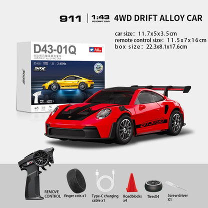 Professional 1:43 Scale RC Drift Car with ESP Gyroscope, Full Proportional Control, 4WD Metal Chassis, and Dual Tire Sets for Authentic Drifting Experience