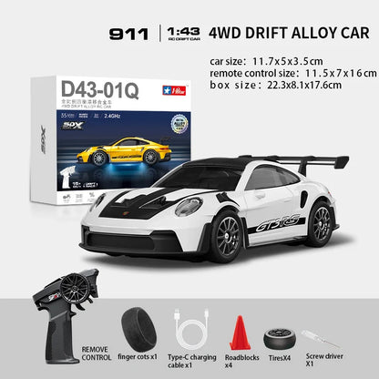 Professional 1:43 Scale RC Drift Car with ESP Gyroscope, Full Proportional Control, 4WD Metal Chassis, and Dual Tire Sets for Authentic Drifting Experience
