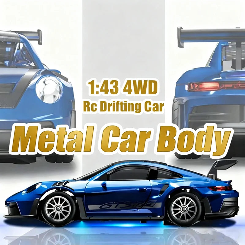 Professional 1:43 Scale RC Drift Car with ESP Gyroscope, Full Proportional Control, 4WD Metal Chassis, and Dual Tire Sets for Authentic Drifting Experience