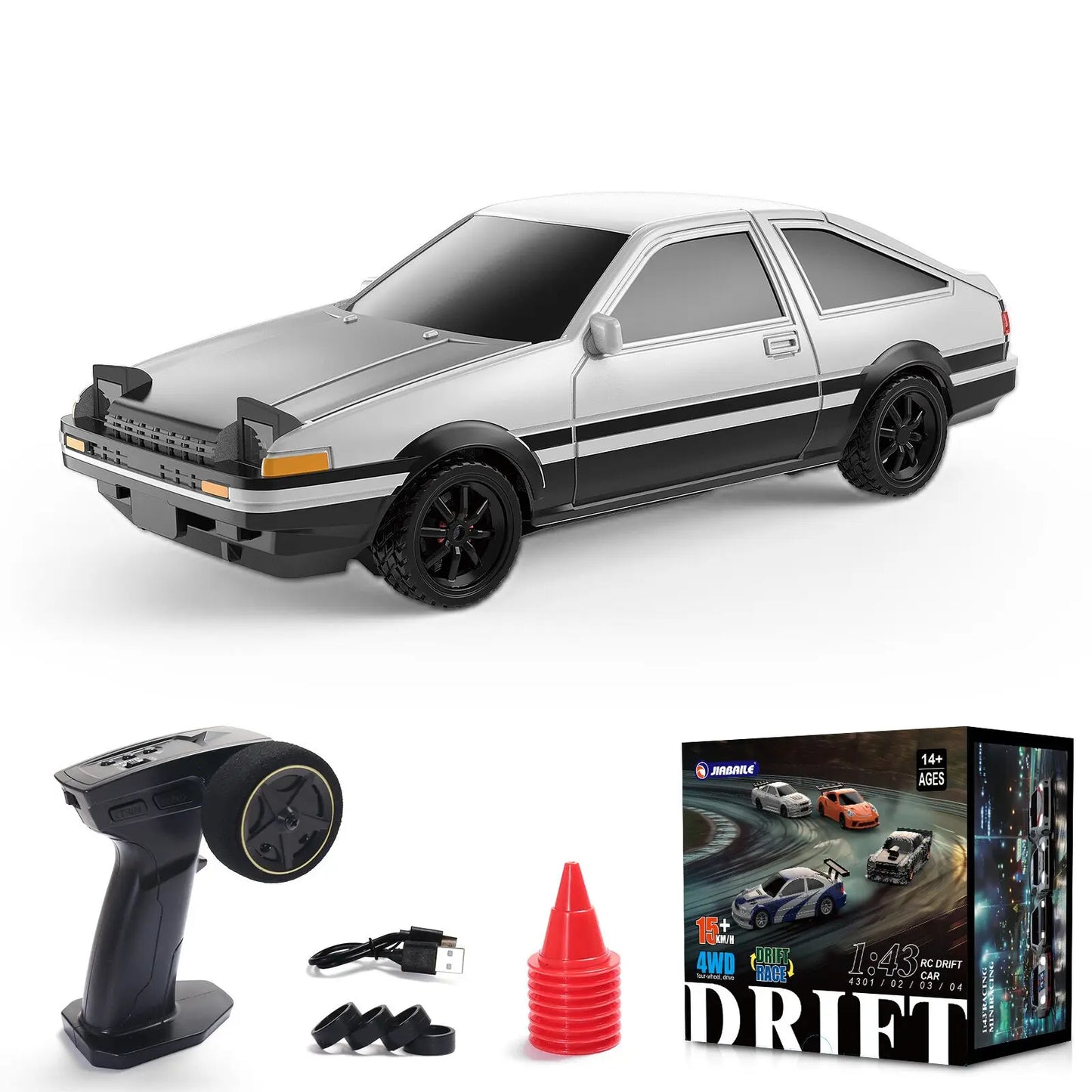 2025 RTR 1/43 RC Drift Car 2.4G 4WD RC Mini Racing Car Gyro RC Toys Remote Control High Speed Gift for Boys Model Traffic Cones