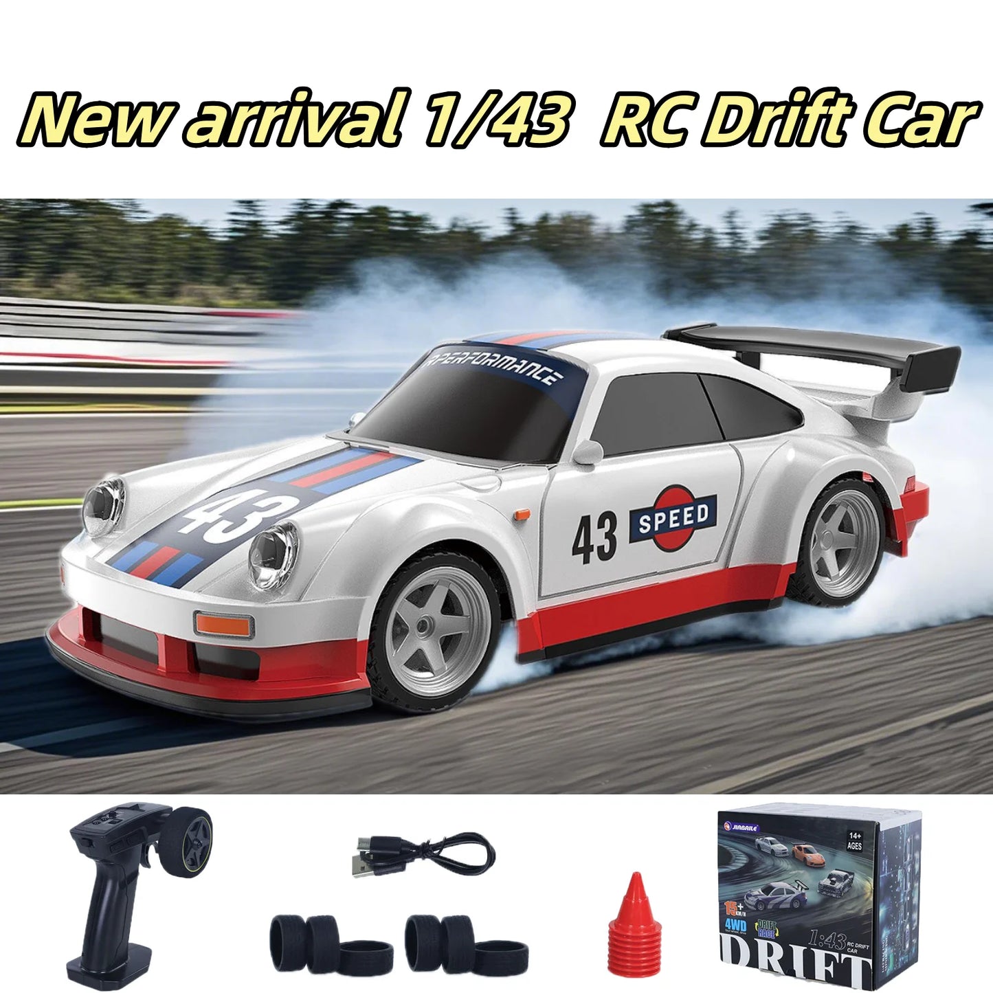 2025 RTR 1/43 RC Drift Car 2.4G 4WD RC Mini Racing Car Gyro RC Toys Remote Control High Speed Gift for Boys Model Traffic Cones