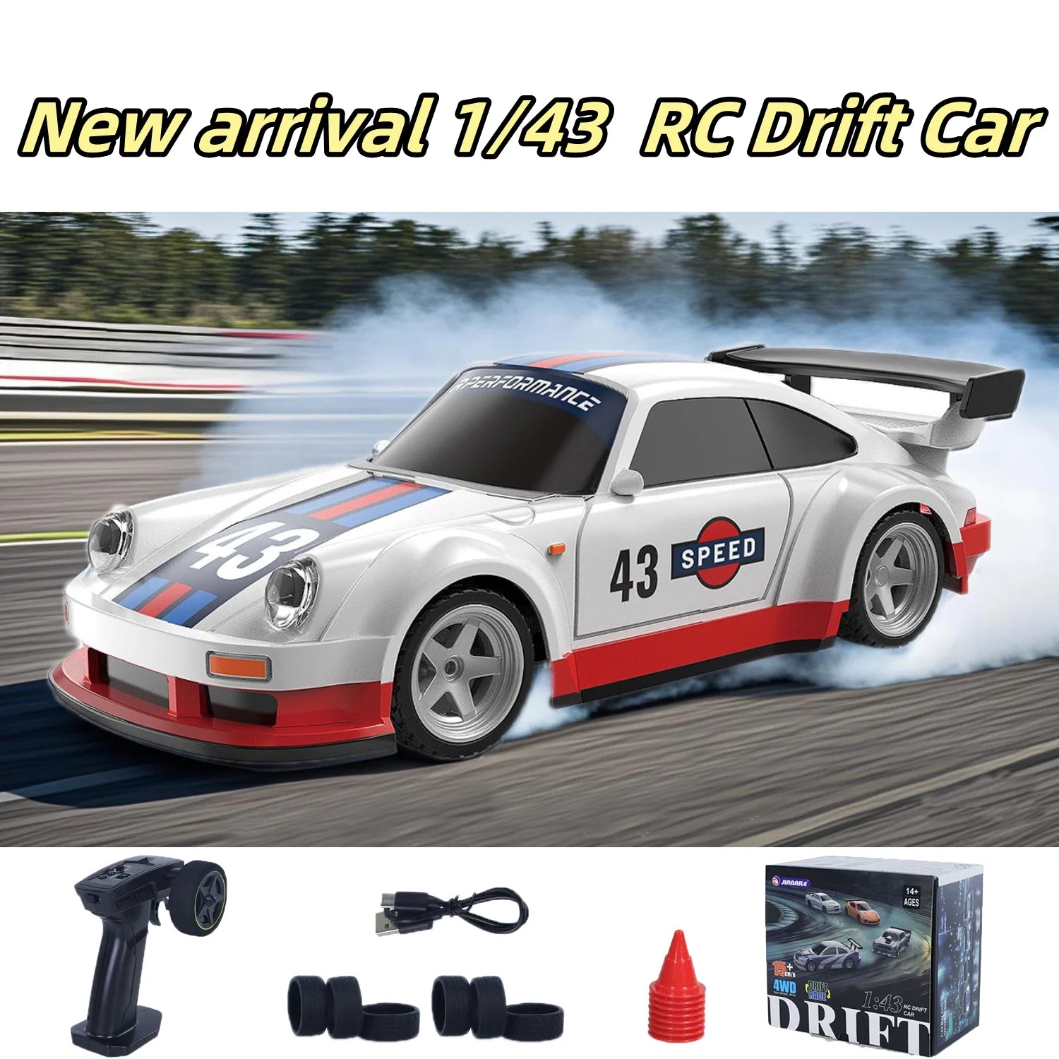 2025 RTR 1/43 RC Drift Car 2.4G 4WD RC Mini Racing Car Gyro RC Toys Remote Control High Speed Gift for Boys Model Traffic Cones